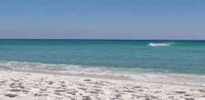 a sandy beach next to the ocean