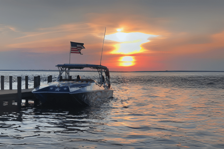 a sunset over a body of water